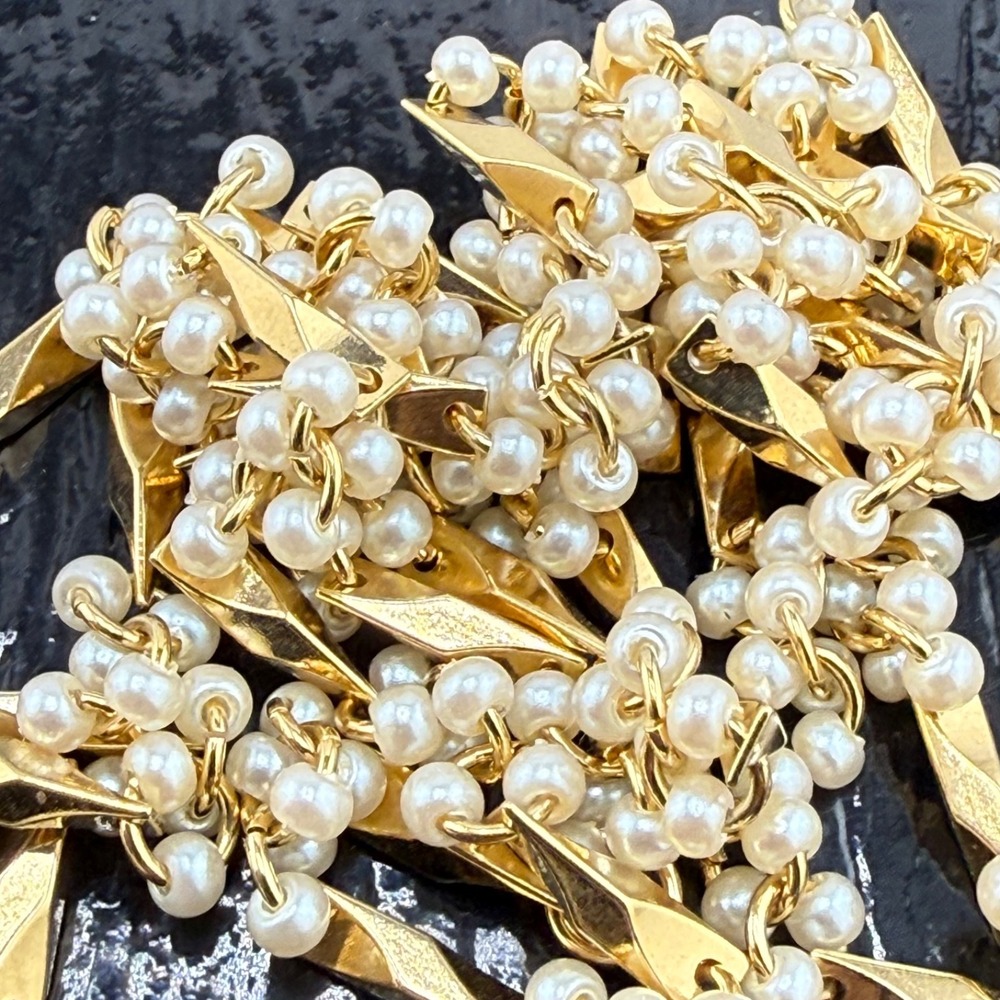Vintage Estate Necklace Gold Tone Beaded Faux Pearl Accent 28in - Picture 9 of 10
